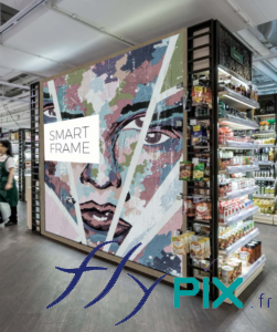 Supermarché, centre commercial, boutique, magasin, commerce: affichage PLV SMART FRAME