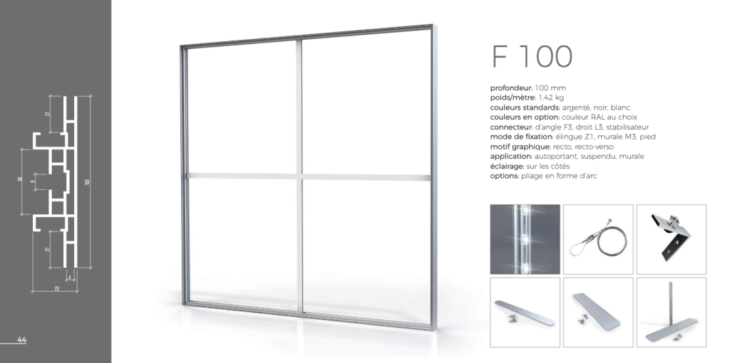 Panneau PLV Imprimé SMART FRAME F100 1024x510, Standiste FlyPix: conception, fabrication, achat et location de stands modulaires pour vos expositions, salons, boutiques et commerce