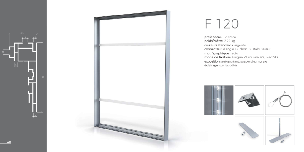 Panneau PLV Imprimé SMART FRAME F120 1024x512, Standiste FlyPix: conception, fabrication, achat et location de stands modulaires pour vos expositions, salons, boutiques et commerce