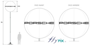 BAT (bon à tirer) du ballon sur mat imprimé pour Porsche