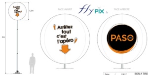 BAT (bon à tirer) créé par notre infographiste pour la fabrication des ballons sur mat imprimés PASO.