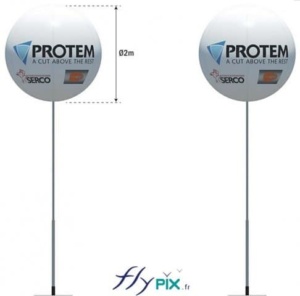 BAT (bon à tirer) du ballon sur mat imprimé H = 6 m, D = 1.5 m, et éclairant, en enveloppe PVC 0.18 mm, pour PROTEM